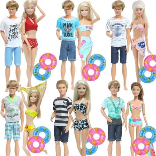 4 Pcs/Set Handmade Bikinis Lifebuoy Summer Beach Bath Wear Swimsuit Clothes for Barbie Doll Outfits for Ken Doll Accessories Toy