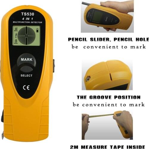 4 in 1 Super Detectors Stud Center Finder search Metal and AC voltage/stud Spotlight&Groove 2m measure tape inside all-sun TS530