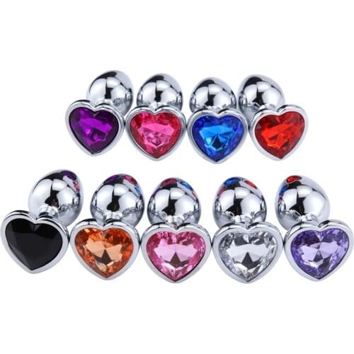 3 Size Anal Plug Heart Stainless Steel Crystal Sex Vibrator Metal Anal Toys For Women Adult Products Men Butt Plug Anal DildoToy