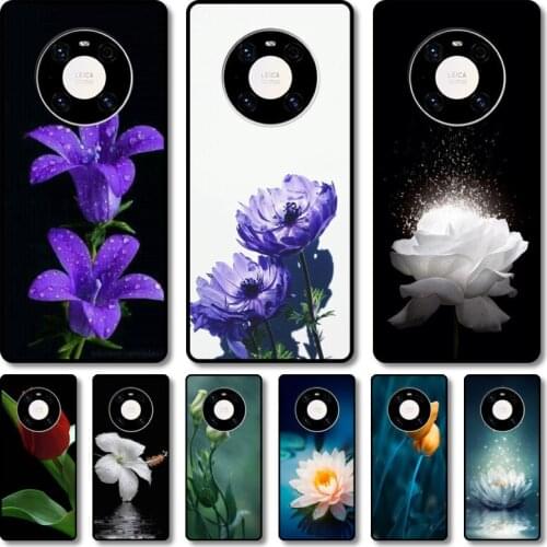 Blue flowers Phone Case For Huawei mate 40 30 10 20 40 8 9 Lite Z Pro RS black cell shell