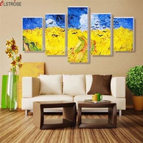 CLSTROSE 5 Pieces Modern Abstract Vincent Autumn Harvest Canvas Painting Wall Art Home Decor Pictures for Living Room Unframed