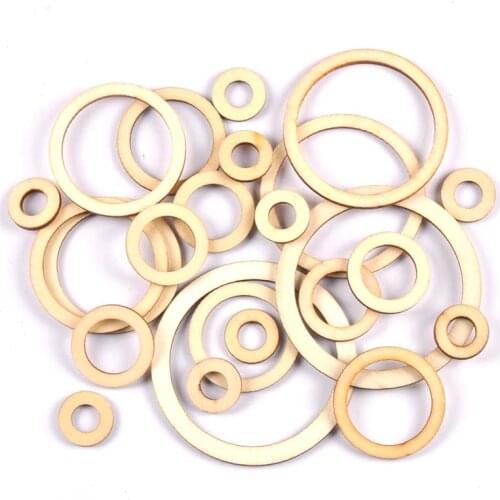 Wooden circle/ring Arts Scrapbooking ornament Crafts DIY Round handicraft Decoration 20/30/40/50/60/75mm mt2569