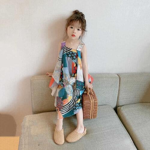 Childrens wear girl dress 2021 summer childrens Bohemian vest princess dress little girl Korean suspender dress