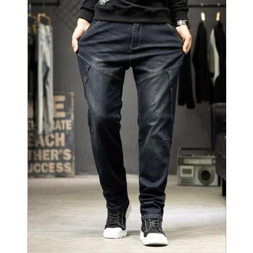 Mens Jeans Baggy Cowboy Pants Denim Trousers Hip Hop Tide Casual Mens Elasticity Jeans Men Clothing Plus Size 44