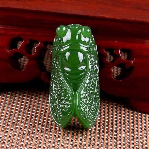 Chinese Natural Jade Green Hand-carved Cicada Pendant Fashion Boutique Jewelry Men and Women Jade Necklace Popular Gifts