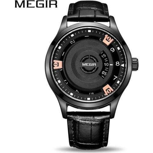 MEGIR New Men Watch Top Brand Luxury Leather Engraved Dial Military Watches Clock Male Erkek Kol Saati Relogios 1067