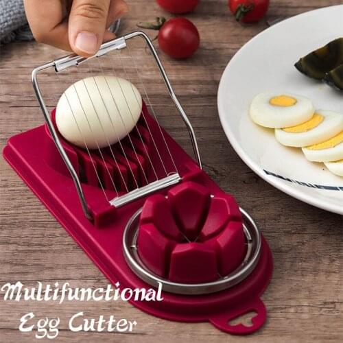 Multifunction Egg Slicer Egg Cutter Stainless Steel Wire Fruits Slicers with Hook Flower-Shape Canned Meat Sectioner Cutter Mold