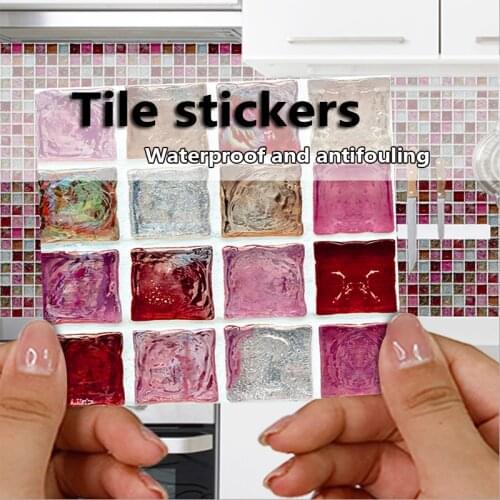 Mosaic Tile Sticker PVC Waterproof Self-Adhesive Paper Living Room Kitchen 3D Waterproof Mural DIY Self-Adhesive Wallpaper