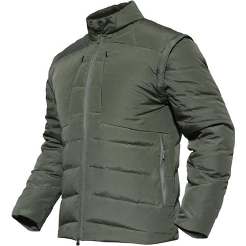 Shanghai Story Men Jackets Thick Warm Tactical Overcoat Military Parka 90% White Duck Down Sleeve Detachable Fashion down vest