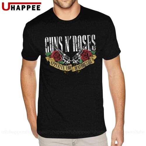 White Guns N Roses Tee Shirts Men Custom Made Short Sleeve Black O Neck Tee Shirts
