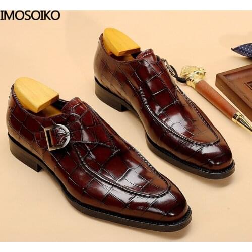Mens Oxford Dress Shoes Business Formal British Leather Male Office Buckle Social Casual Style