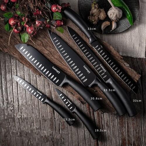 Stainless Steel Patterned Blade Kitchen Knives Set Household Multifunctional Series 6Pcs Piece Combination Chef Santoku Knife