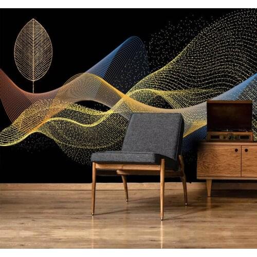 Custom Photo Wall Paper 3D Golden Leaves Abstract Smoke Wall Painting Creative Hotel Bedroom Bedside Living Room Mural Wallpaper