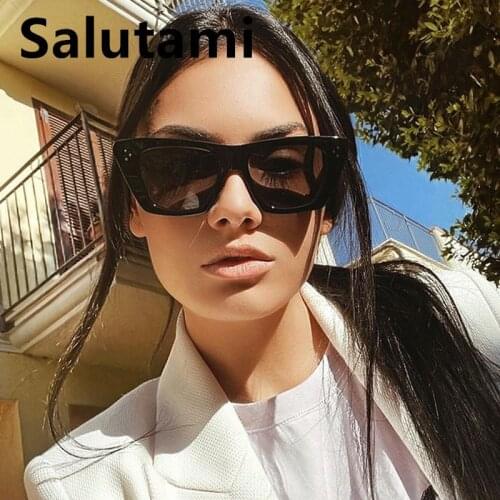 Vintage Black Square Rivet Sunglasses For Women New Luxury Brand Gradient Elegant Sun Glasses Female Candy Color Small Shades