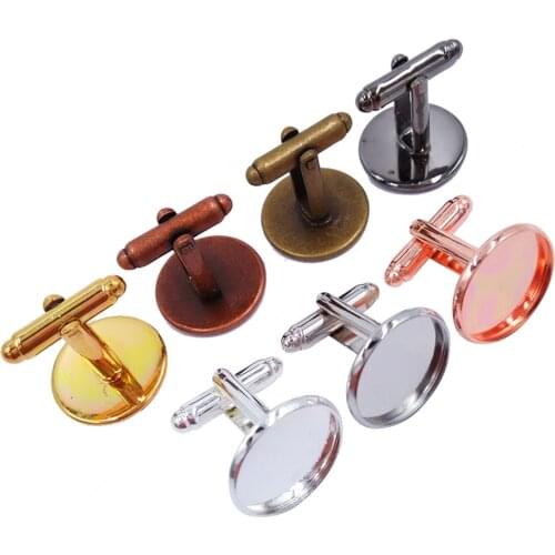 Fit 12mm 14mm 16mm 18mm 20mm Round French Cufflinks Blank Settings Copper Metal Cufflinks Base DIY Jewelry Accessories CL001