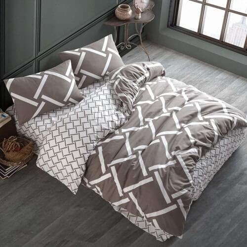 Plain Santana Brown Ranforce Double Duvet Cover Set