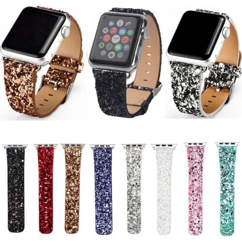 Christmas Glitter Power Leather Bling iWatch Band Wristwatch Bracelet Strap for Apple Watch Series 5/4/3/2/1 38mm 40mm 42mm 44mm