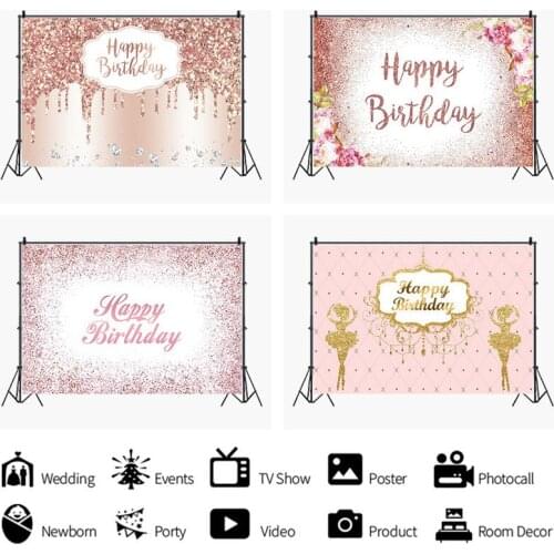 Pink Sequins Theme Party Backdrops Baby Shower Girl Birthday Party Decoration Wall Sticker Poster Photography Background Props