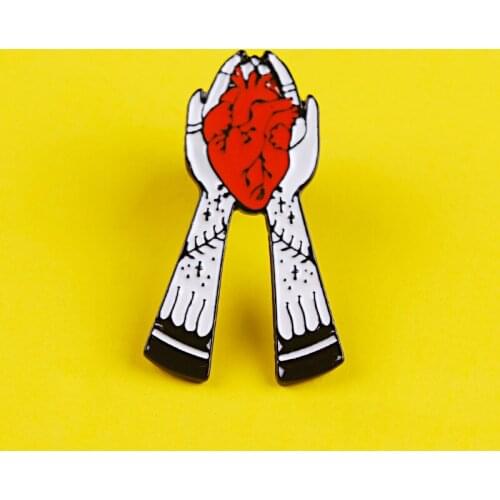 Hands Hold Heart Brooch Badges for Backpack Enamel Pins Badges for Clothes Badge Clothes Lapel Pin Accessories Jewelry Gifts DIY