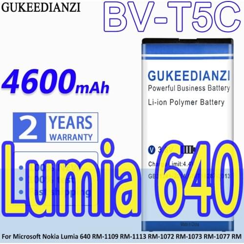 GUKEEDIANZI 4600mAh 9.5Wh BV-T5C / BV T5C BVT5C Replacement Battery For Nokia Microsoft Lumia 640 Lumia640 RM-1073