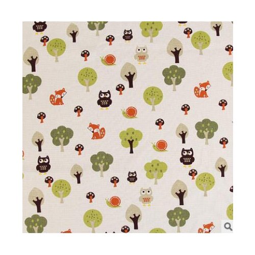 50x150cm the owls with the foxs printed cotton linen Fabric Burlap for Sewing Textile Quilting Diy for pillow curtain Purse