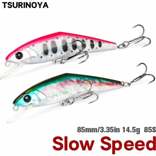 TSURINOYA DW99 Slow Sinking Minnow 8.5cm 14.5g Quality Hard Fishing Lure Slow Speed Artificial Jerkbait Bass with #6 Hooks