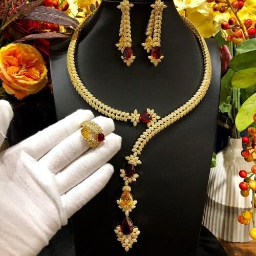 Blachette High Quality Luxury Gorgeous Bangle Earrings Ring Necklace Jewelry Set for Women Bridal Wedding Superstar Party 4PCS