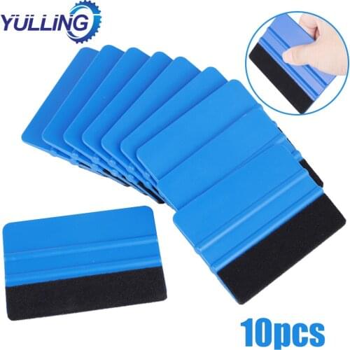 Hihg Quality 10Pcs Durable Blue Squeegee Felt Edge Scraper Car Decals Vinyl Wrapping & Tint Tools Automatic Film Squeegee Set