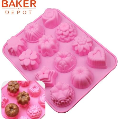 Silicone cake soap moulds flower jelly pudding dessert molds 12 lattices cake baking bakeware mold ice jello chocolate mold