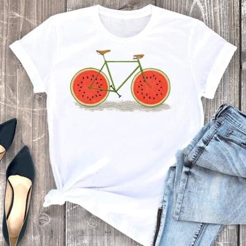Women Clothes Watermelon Fruit Beach Trend Cartoon Fashion Short Sleeve Summer Print Tshirt Female Tee Top Graphic T-shirt