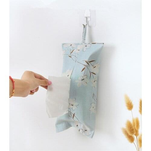 1PC Hanging Fabric Linen Coto Paper Towel Box Bedroom Living Room Napkin Dispenser Paper Holder Cover Tissue Box OK 0749