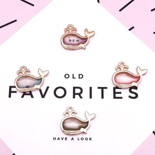 10pcs Cute Whale Enamel Charms DIY Jewelry Accessories Gold Tone Drop Oil Alloy Pendant Bracelets Pendant Handmade YZ208