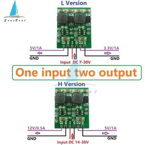 10W DC-DC Max 1A Dual Output Step Down Buck Converter 7-30V to 3.3V 5V 12V Adjustable Step Down Transformer Power Supply Module