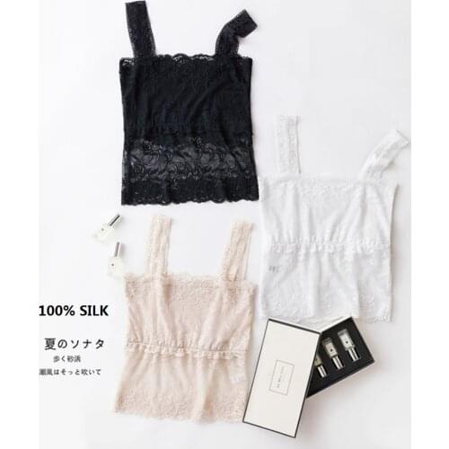 100% silk lace corset sexy crop tank top white croptop tops for women satin lingerie summer cropped bustier cami tanktop singlet