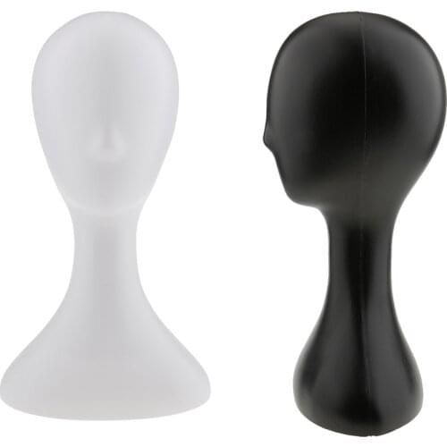2 Pieces Female Mannequin Manikin Head Wig Glasses Display Model Black White