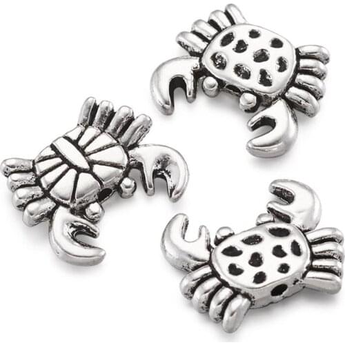 20pc Crab Shape Tibetan Style Alloy Beads Bracelet Earring DIY Fashion Cute Styles Jewelry Beads Hole: 1.4mm
