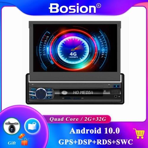 7" 1 Din Car Radio Android 10 For Universal GPS Stereo Audio Player Unit Wifi BT Flip Touch Screen Free Camera MIC
