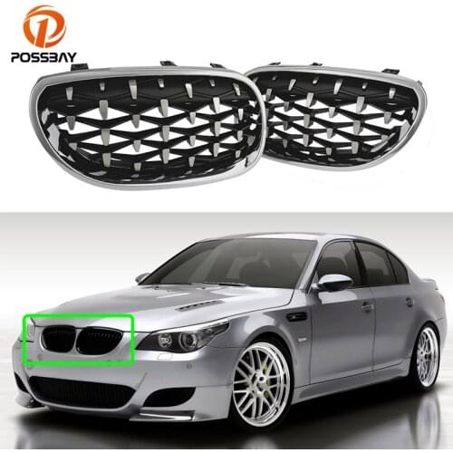 Car Racing Diamond Kidney Grille Front Bumper Grilles Meteor Style Grills for BMW 5-Series E60 Sedan E61 Touring M5 2003-2011