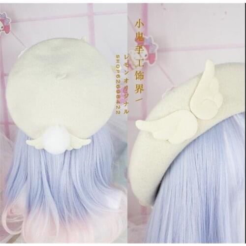 Mori Girl Angel wings Beret Autumn Winter Sweet Lolita Berets Flat Cap Womens Warm Cute Wool Painter Hat B540