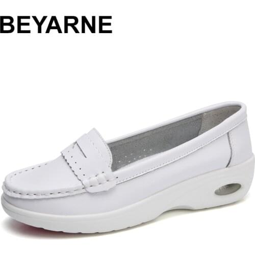 BEYARNE2021 Womens Winter Ballet shoes genuine leather shoes woman moccasins dancer Chaussure woman Oxford shoes for womenL054