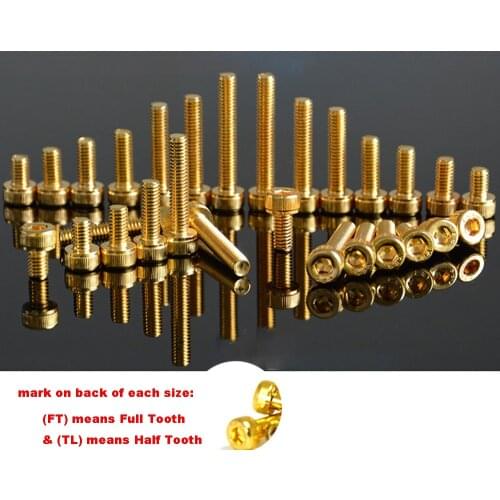 20Pcs M2 M2.5 M3 M4 M5 Allen Screw Hex Socket Knurled Cap Cup Head Screw Titanium Gold Plated Bolts Length 4-35mm