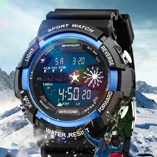 SANDA 320 Men Sports Watches Men Led Digital Watches Fashion Military Waterproof Electronic Watches Men Relogio Masculino