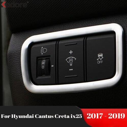 For Hyundai Cantus Creta ix25 2014-2017 Head Fog Light Lamp Adjust Switch Button Panel Cover Trim Bezel Molding