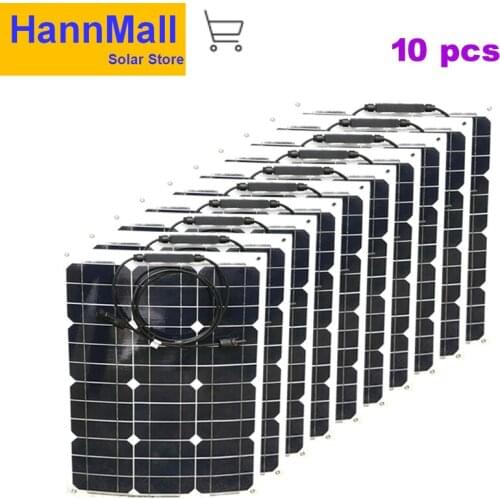 HannMall Flexible Solar Panel 12v 350w 35WX10PCS Monocrystalline Solar Charger Battery Rv Motorhome Camping Car Caravan