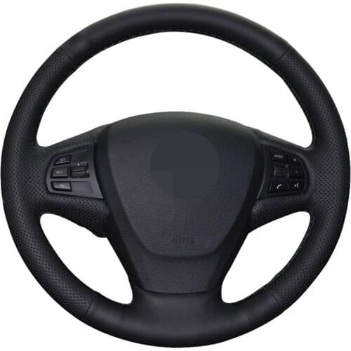 Car Steering Wheel Cover Hand-stitched Black Artificial Leather For BMW F25 X3 2011-2017 F15 X5 2014