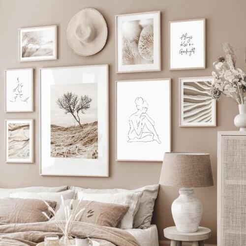 Reed Tree Sand River Bed Line Girl Body Wall Art Canvas Painting Nordic Posters And Prints Wall Pictures Living Room Home Decor