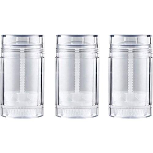 3Pcs 1 Oz(30ml) Deodorant Containers Clear Empty Refillable Round Shape Twist-up Deodorant Bottles Lip Balm Tubes