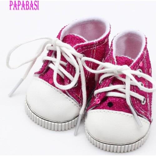 1pair 7cm Doll Shoes Fits 18 inch Doll Shoes for 18" 45cm Girl Dolls sneacker 43cm Baby Doll shoes