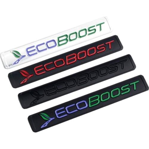 Metal ECOBOOST ECO BOOST Logo Emblem Badge Sticker for Ford Focus Fiesta Kuga Range Mendeo F150 Kuga Trunk Stickers