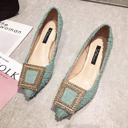 Fashion Buckle Pumps Women High Heel Shoes Elegant Rhinestone Ladies Office Shoes Pointed Toe Women Party Wedding Shoes Pumps
